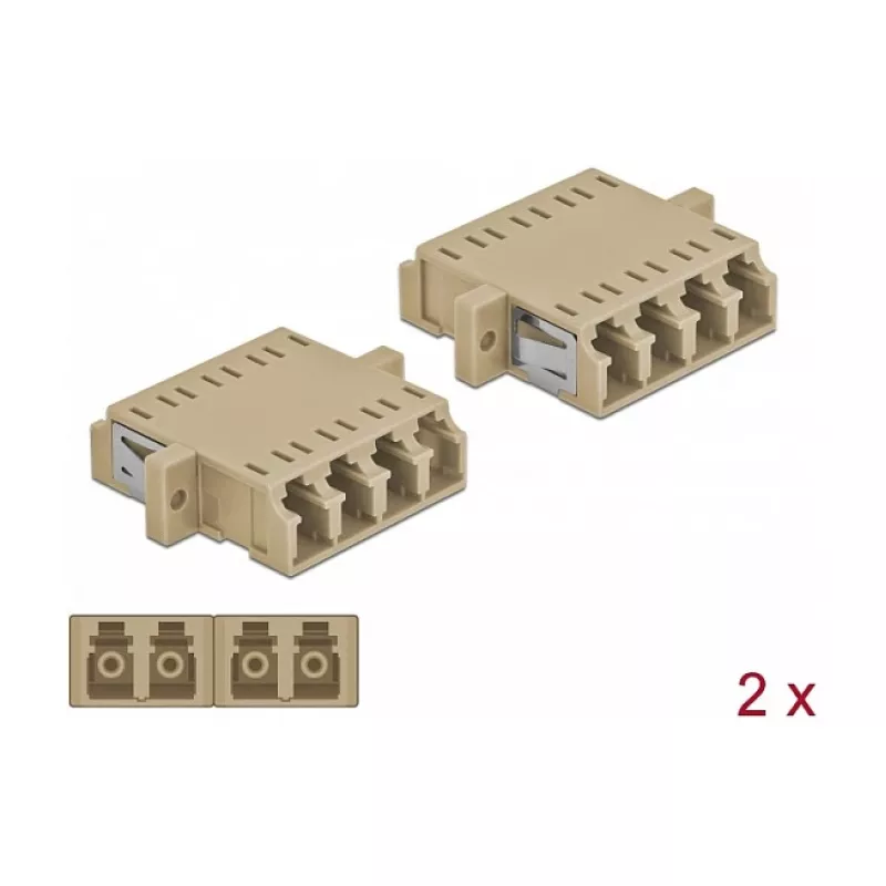 Adapter światłowodowy DELOCK LC żeński na LC żeński, beżowy, opakowanie 2 szt.