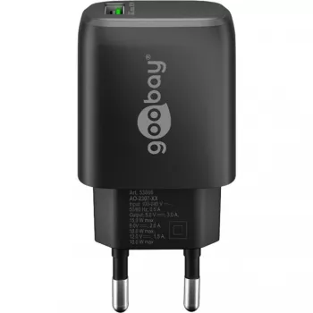 Szybka ładowarka sieciowa USB-A QC (18 W) (czarna)