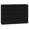 Komoda top e shop M8 140 CZERŃ — 8 szuflad, płyta wiórowa, 1380×400×970 mm, czarny