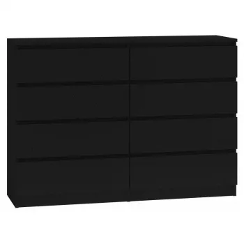 Komoda top e shop M8 140 CZERŃ — 8 szuflad, płyta wiórowa, 1380×400×970 mm, czarny