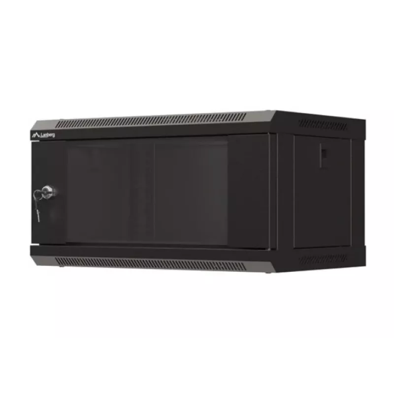 Szafka rackowa naścienna LANBERG WF03-5304-10B 19 cali 4U czarna, drzwi szklane