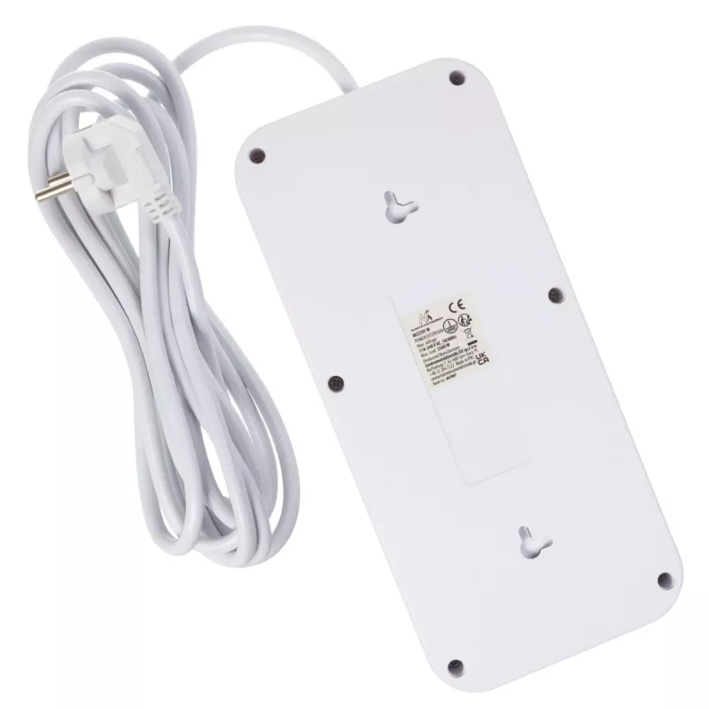 Listwa zasilająca MACLEAN MCE391 W — 6 gniazd, 4×USB-A + 1×USB-C, kabel 3 m, 110–240 V, 2500 W, biała