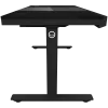 Biurko gamingowe z regulacją wysokości typu sit/stand z dwoma silnikami, wbudowaną obudową PC, ładowarką bezprzewodową, podświetleniem RGB, panelem sterowania i portami USB, blat z melaminy PB, czarny.