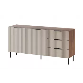 Komoda cama meble ALMERA 156×42×75 cm, orzech/cashmere, 3 szuflady, płyta wiórowa