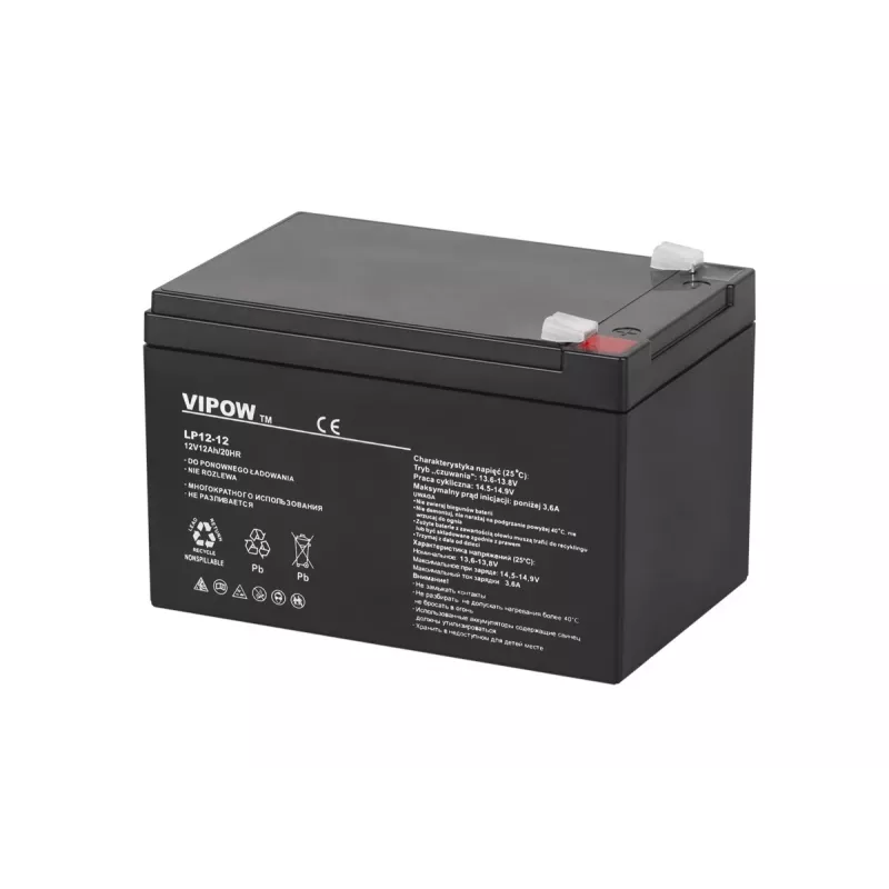 Akumulator kwasowo-ołowiowy bezobsługowy VIPOW BAT0216 12V 12Ah