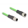 Kabel sieciowy DeLOCK M12 D-kodowany 4-pinowy męski do żeńskiego PUR (TPU) 1 m