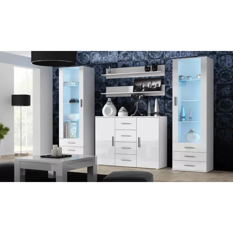Cama komoda do salonu UNI biały biały/biały połysk