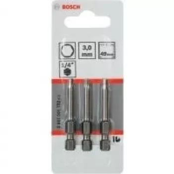 Screwdriver bit set Bosch 3 pcs extra hard, Hex 3 mm, 49 mm length, 1/4 inch shank