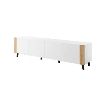 szafka RTV FARO 200x42x52 biały matowy + dąb craft