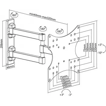 Goobay Basic TV-Wandhalterung Basic FULLMOTION (S), Schwarz - für Fernseher von 58,40cm (23) bis 106,70cm (42) (58-107cm) , vollbewegliches Doppelarmg