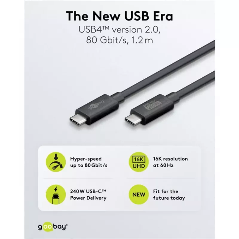 Kabel USB-C WENTRONIC USB4 Gen4 1.2m — obsługuje 16k@60Hz i 4K@120Hz