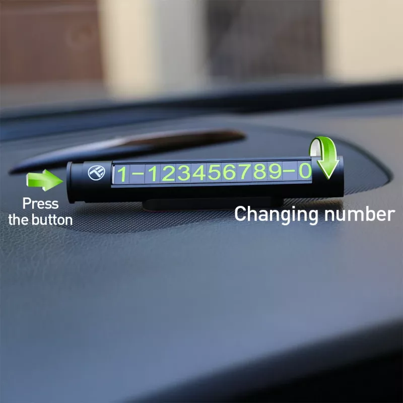 Tymczasowa karta parkingowa Tellur TLL171251 — metaliczna czerń, wyświetla dwa numery telefonu