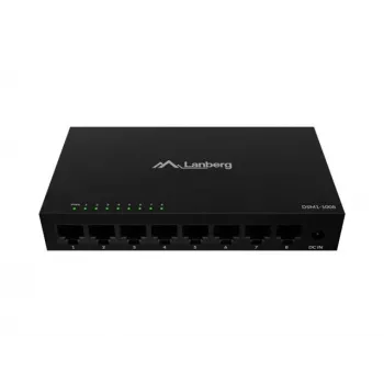 Przełącznik sieciowy LANBERG DSM1-1008 8x 1 Gb/s niezarządzalny Gigabit Ethernet desktop 12V metalowa obudowa