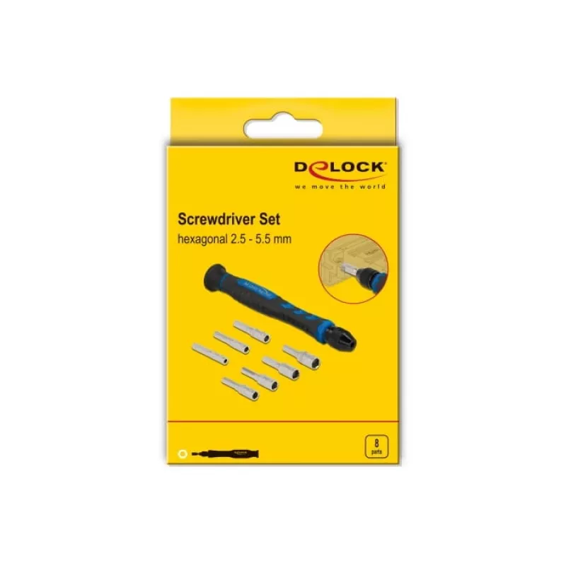 Zestaw wkrętaków DeLOCK 90551 8 części zewnętrzny sześciokątny wałek drążony 2.5 - 5.5 mm
