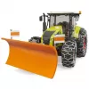 Ciągnik-zabawka BRUDER Claas Axion 950 z łańcuchami śniegowymi i pługiem śnieżnym, model w skali