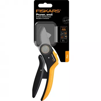 Sekator Fiskars Plus PowerLever Anvil Czarny Pomarańczowy