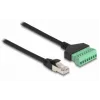 Kabel DeLOCK RJ45 Cat.6 z wtyczką do adaptera z blokiem zacisków 30 cm Czarny Zielony