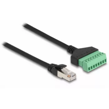 Kabel DeLOCK RJ45 Cat.6 z wtyczką do adaptera z blokiem zacisków 30 cm Czarny Zielony