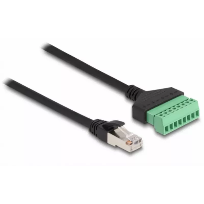 Kabel DeLOCK RJ45 Cat.6 z wtyczką do adaptera z blokiem zacisków 30 cm Czarny Zielony