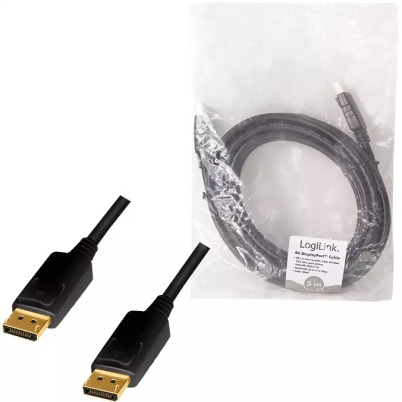 LogiLink CD0103 Kabel DisplayPort DP/M na DP/M, 4K/60Hz, CCS, czarny, 5m (CD0103)