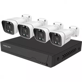 System monitoringu wizyjnego Foscam FNA108E-B4-2T Biały 4x kamera kopułkowa 4K PoE, 1x rejestrator 8-kanałowy NVR