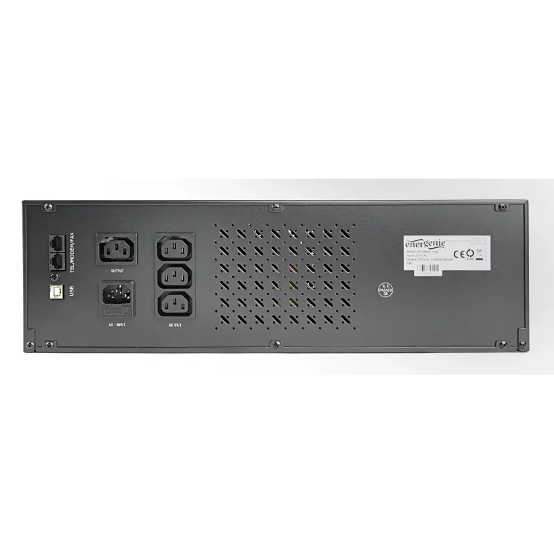 Gembird - UPS rack 19'' 3.4U 1500VA, 4x IEC 230V wyjście, IEC14 wejście, RJ11, USB, LCD Line-Interactive 1.5 kVA 900 W 4 gniazda wyjściowe