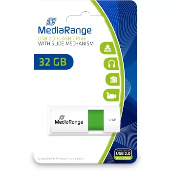 MediaRange - pamięć USB Flash Drive - 32 GB - USB 2.0 - biały, zielony (MR973)