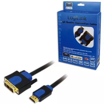 Adapter kabla wideo LogiLink CHB3102 2m HDMI DVI-D czarny niebieski