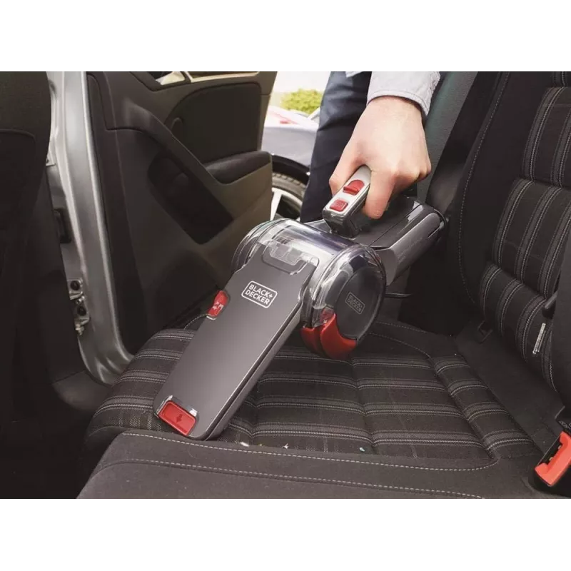 Odkurzacz ręczny Czarny & Decker PV1200AV — czyściciel do tapicerki na sucho, 12 V, 0,44 L, 12,5 W, przewód 5 m, szary/czerwony