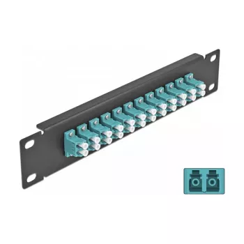 Fiber Optic Patch Panel DeLOCK 10 cali 12 Portów LC Duplex aqua 1U czarny