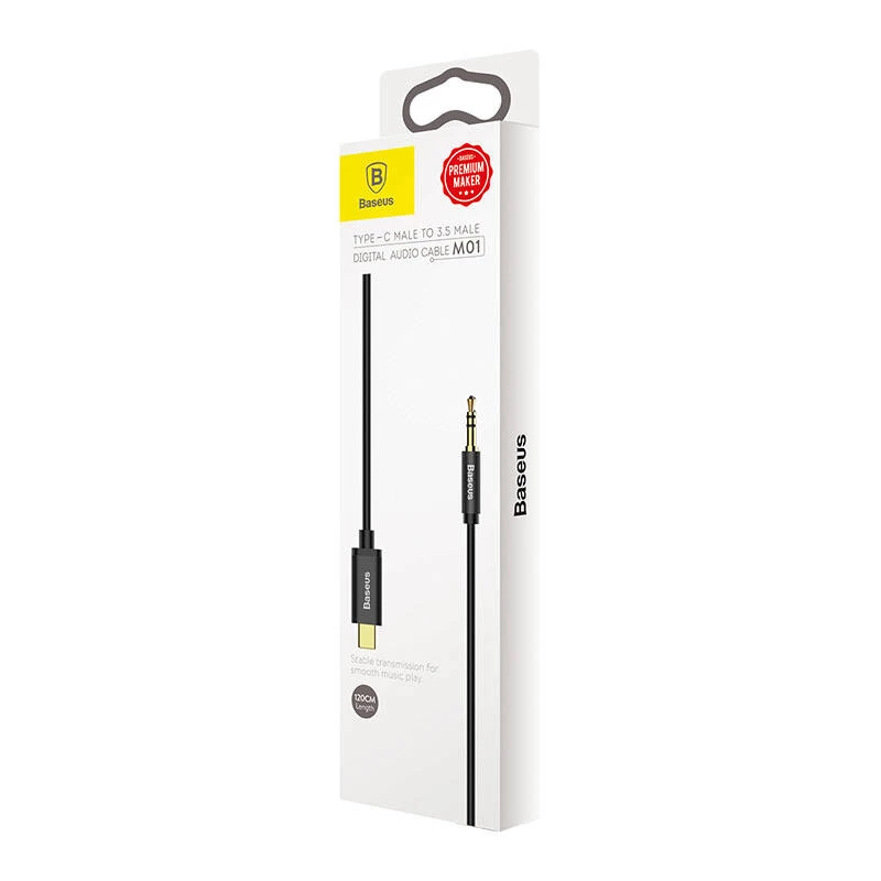 Kabel audio Baseus Yiven USB-C na mini jack 3,5 mm, 1,2 m (czarny)