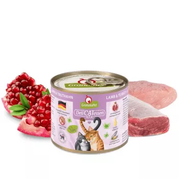 Mokra karma dla kota Fox4Pets DeliCATessen Jagnięcina i indyk 200 g — pełnoporcjowa karma dla dorosłych kotów, białko 10,6%, tłuszcz 6,5%, wilgotność 78%