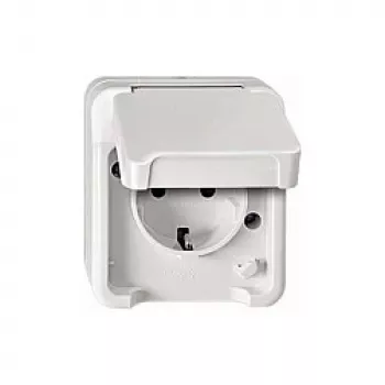 Gniazdo wtyczkowe Merten MEG2300-8019 CEE 7/3, obsługuje CEE 7/4, biały, IP44, tworzywo termoplastyczne, 83×73×57 mm