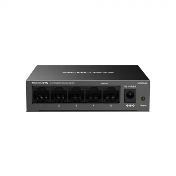 Mercusys MS105GS - Przełącznik biurkowy, 5 portów Gigabit, czarny