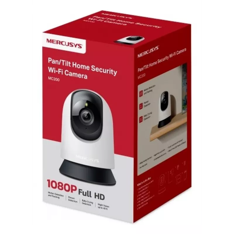Kamera monitorująca wewnętrzna MERCUSYS MC200 Full HD 1080p, 87° FOV, 30 fps, noktowizja 12 m, MicroSD do 512 GB