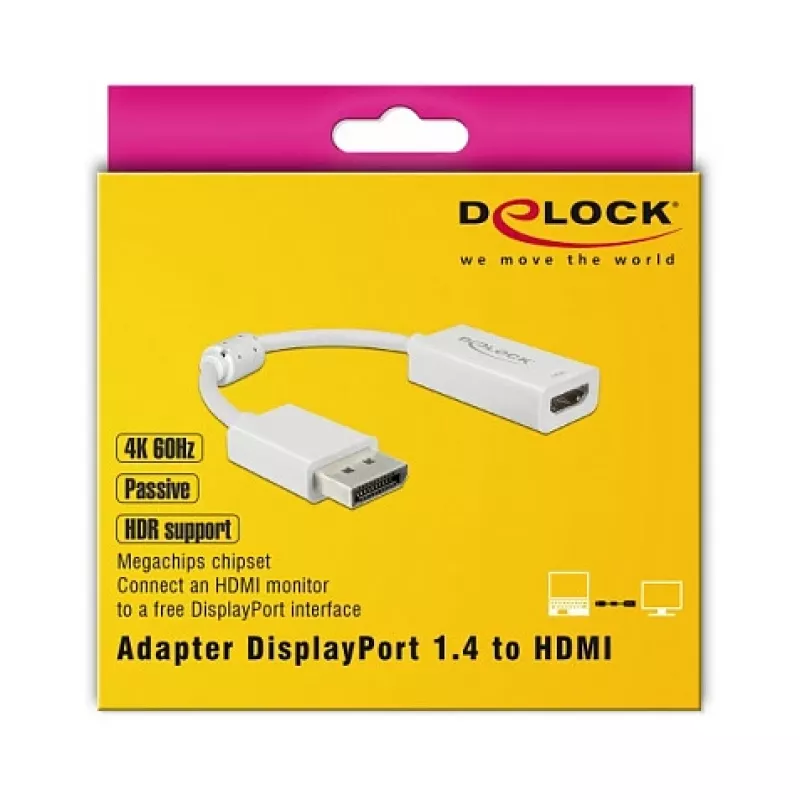adapter kablowya wideo DeLOCK 63936 DisplayPort na HDMI 0,1 m biały