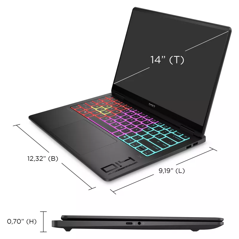 HP OMEN Transcend Gaming Laptop 14-fb1075ng 14 3K OLED U7-255H 32GB/1TB SSD RTX5060 Win11 - BV8C5EA - ABD (BV8C5EA#ABD)