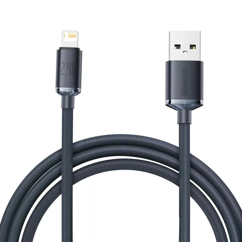 Kabel Baseus Crystal Shine USB do Lightning, 2,4A, 2m (czarny)