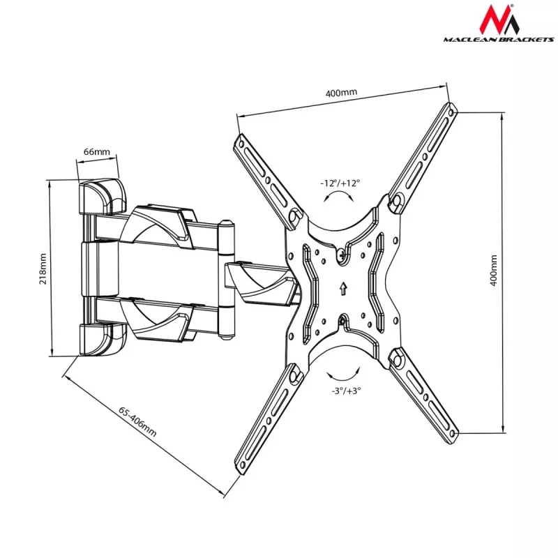 Maclean Mc-743 - Uchwyt VESA do monitora/TV, 13-50 cali, czarny, 30 kg