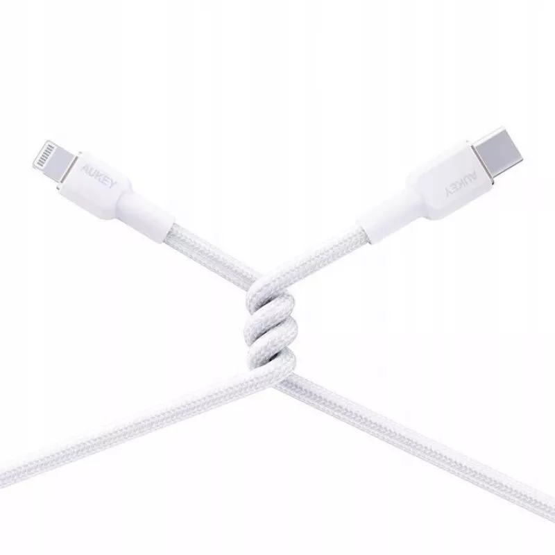AUKEY CB-NAC1 Biały kabel nylonowy USB C - USB A