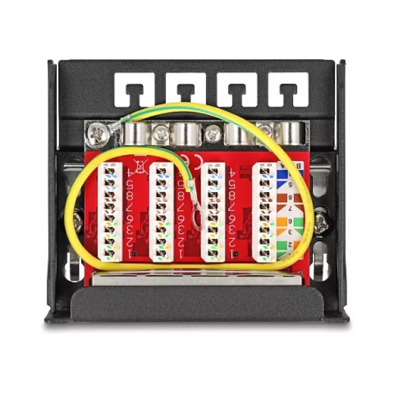 Patch panel DELOCK Mini Desktop RJ45 4-port Cat.6A ekranowany czarny, metal, 90×22×93 mm