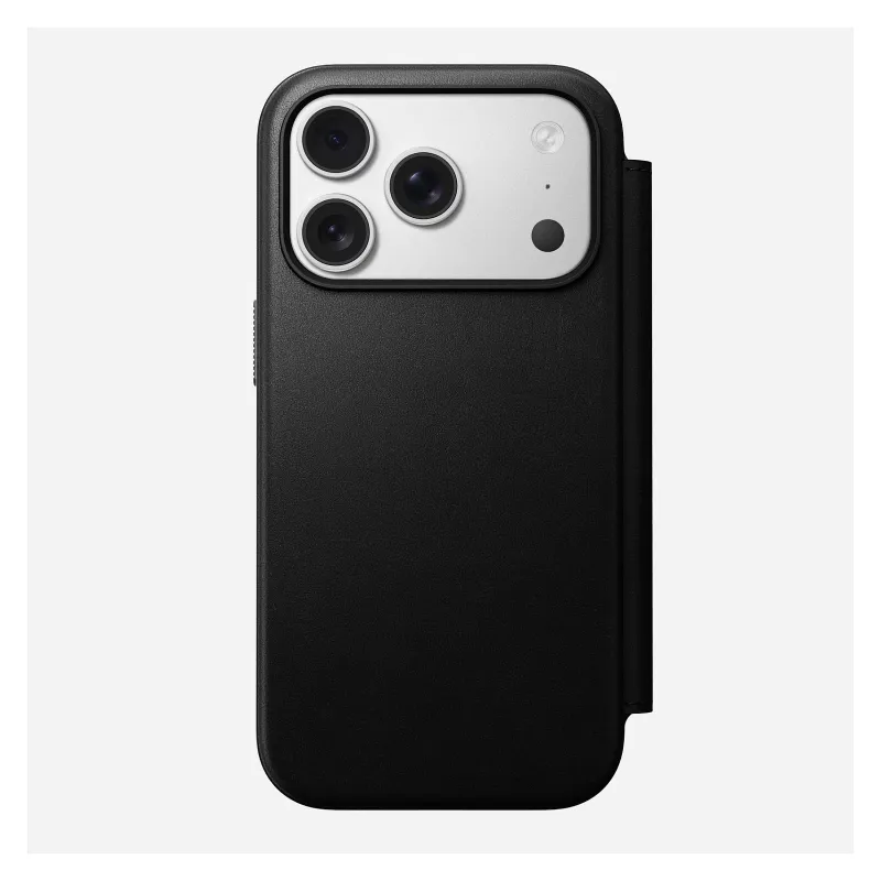 Skórzany portfel do telefonu Nomad Modern Leather Folio Cover dla iPhone 17 Pro, 16 cm (6,3 cala), czarny, 4 kieszenie na karty