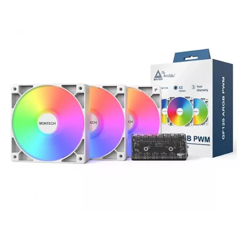 Montech GF120 V2 ARGB moduł wentylatora do obudowy komputera 12 cm biały 3 szt.