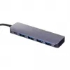 Hub USB Unitek P5+ — 5 portów (4 × USB 3.2 Gen 2 Type-A), host USB 3.2 Gen 1, 5 Gbit/s, 10 W PD, aluminium, szary