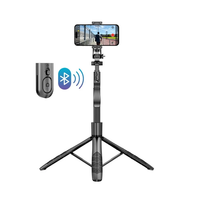 Statywowy kijek do selfie Crong CRGSGU1BLK aluminiowy Bluetooth ze składanymi nóżkami i uchwytem na telefon