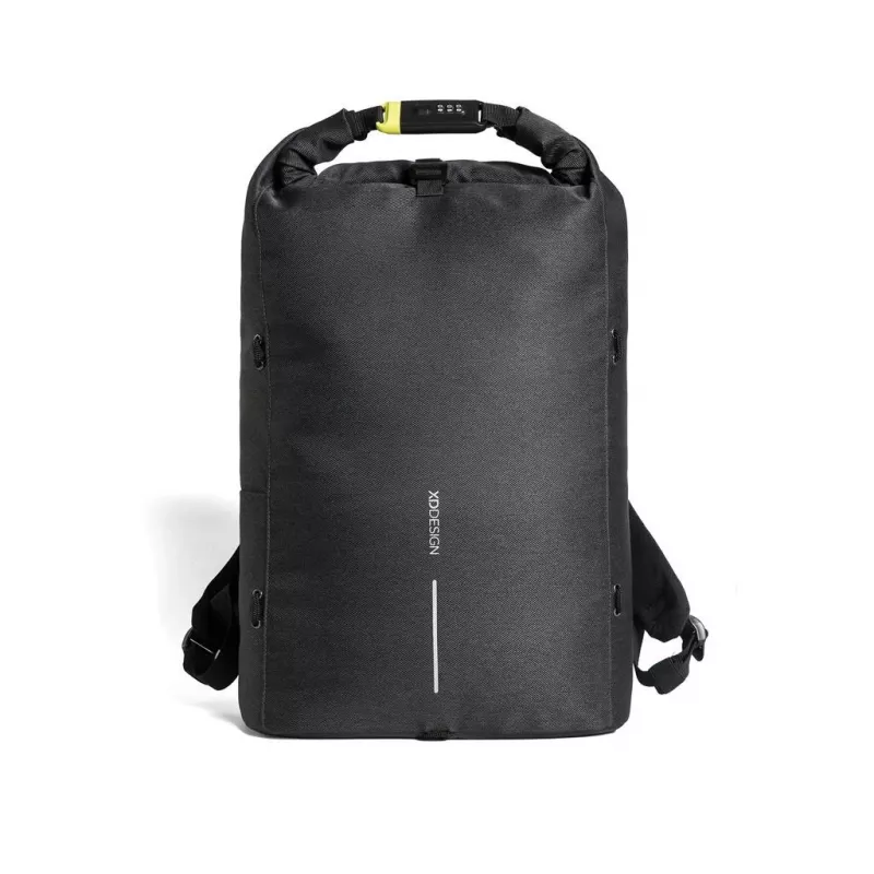 Plecak XDDESIGN Urban Lite Czarny — 21 l (z możliwością rozszerzenia do 27 l), przegroda na laptopa 15,6 cala, hydrofobowy, pasek do wózka