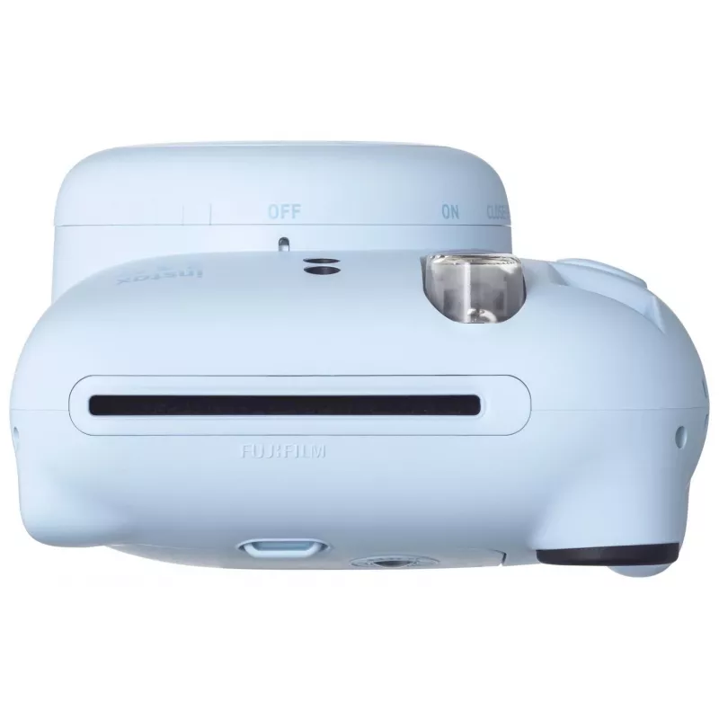 Aparat natychmiastowy Fujifilm Instax Mini 12 niebieski — wydruki 86 x 54 mm, ogniskowa 60 mm, migawka elektroniczna