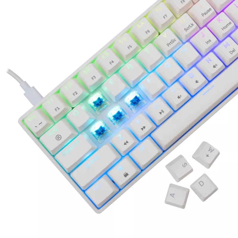 Przewodowa klawiatura mechaniczna White Shark Shinobi-2 (GK-004221) — niebieskie przełączniki, biała, układ US