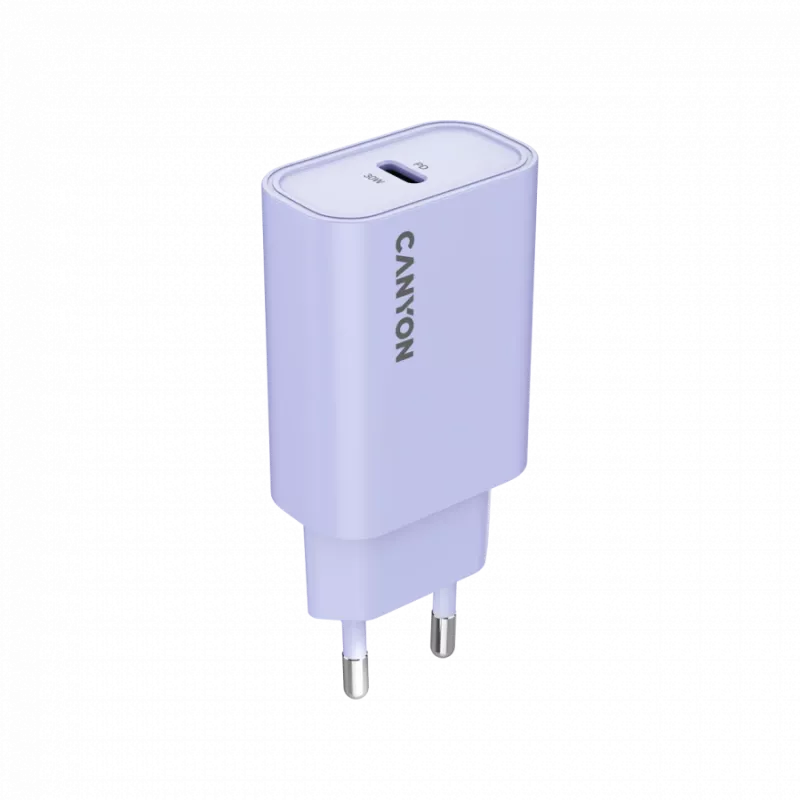 Ładowarka sieciowa CANYON OnCharge 30CL, 30 W USB-C PD, 1 wyjście PD, wtyczka EU, Fioletowa