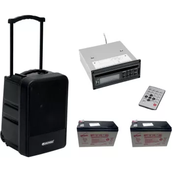 Przenośny bezprzewodowy system PA Omnitronic MOM-10BT4 z odtwarzaczem CD, USB, SD i 2 akumulatorami